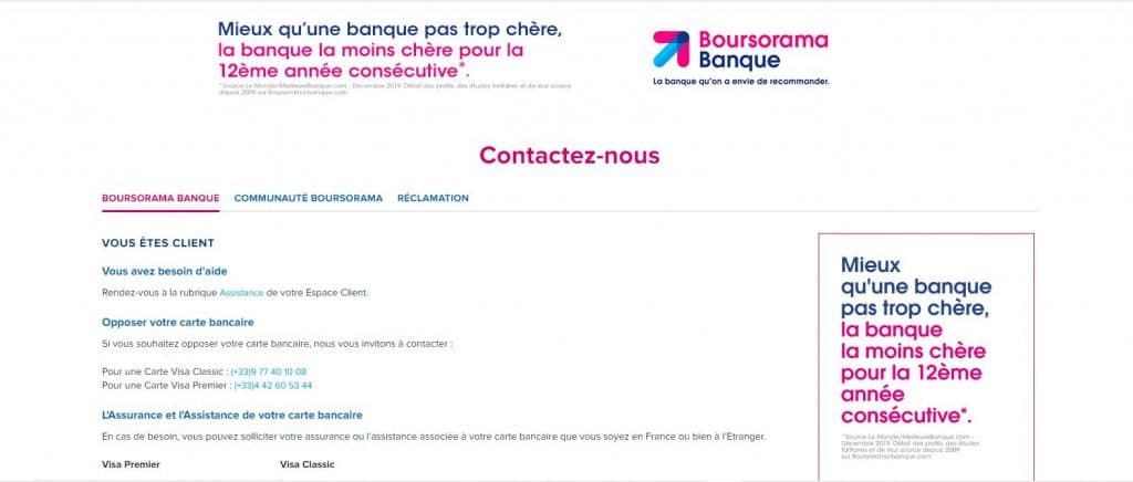 Boursorama : Contacter le service client