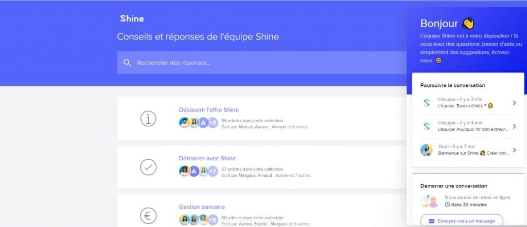 Shine : Contacter le service client