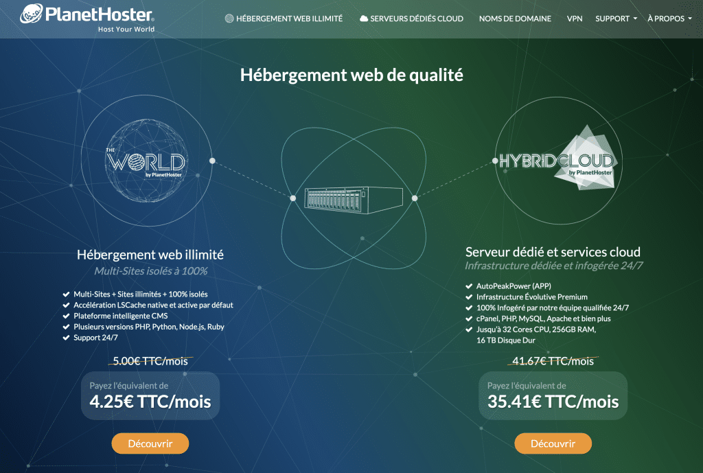Planethoster hébergement web